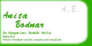anita bodnar business card